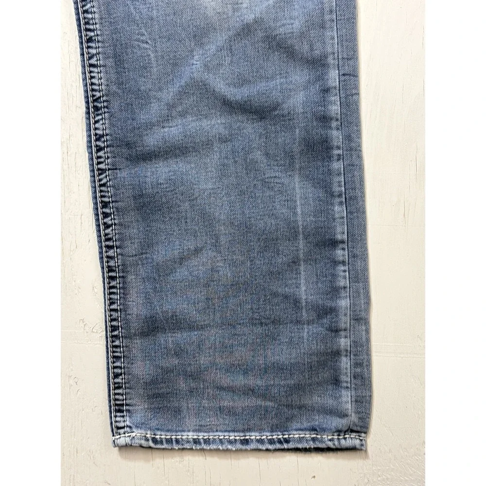 Mens SILVER ZAC Jeans Blue Cotton Blend Stretch Denim Pants Size 36x34